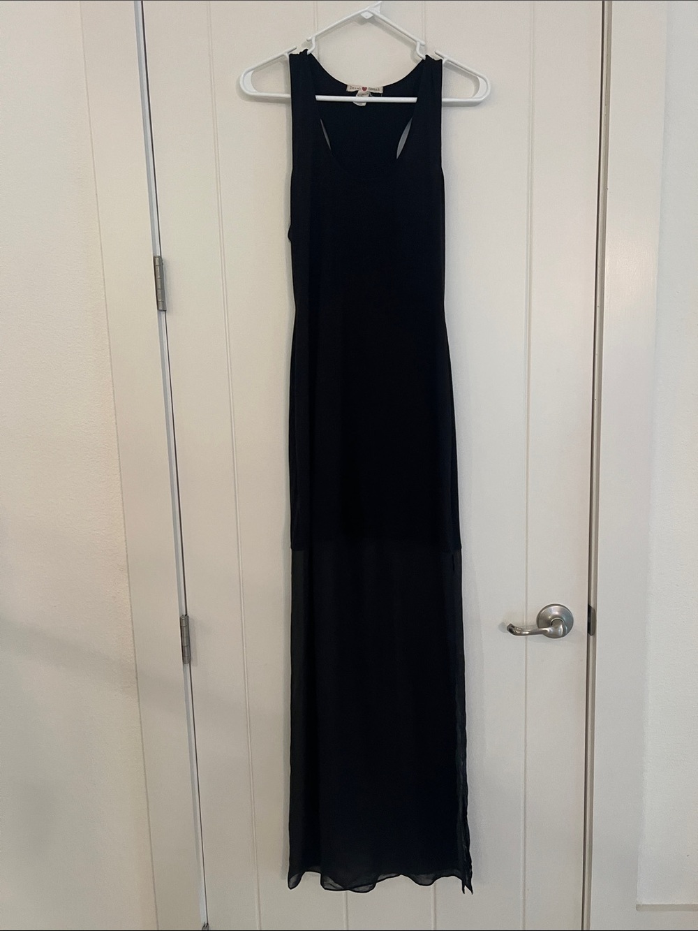 Derek Heart Black Sleeveless Maxi Dress with Sheer Skirt